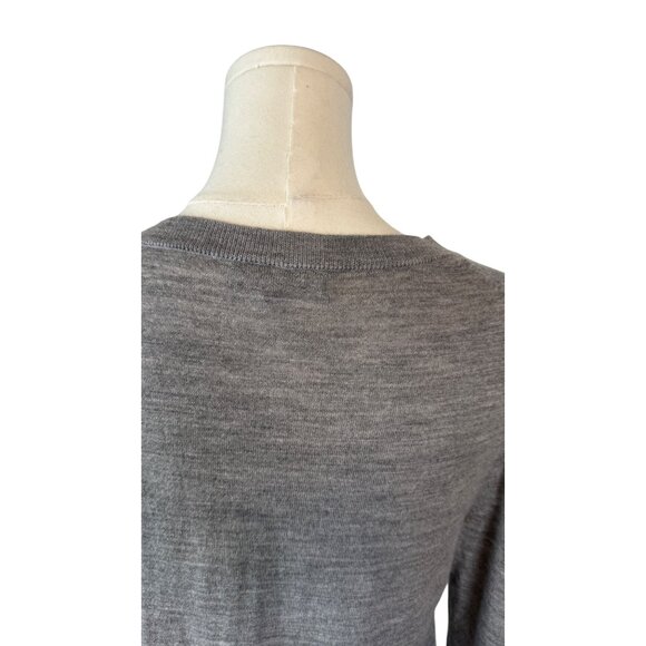Banana Republic Small Gray Merino Wool Sweater Red Lip Detail - Picture 5 of 12